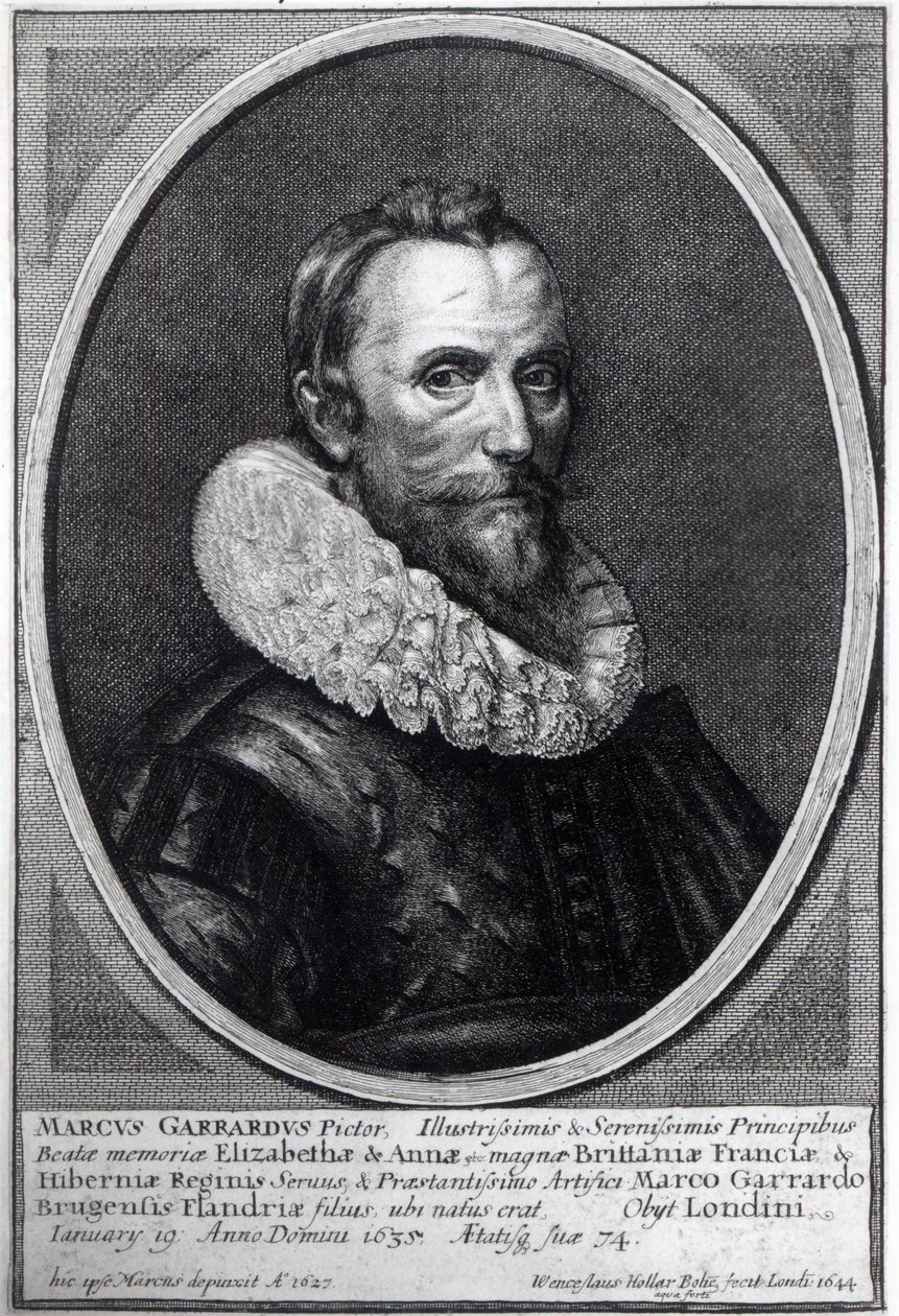 صورة شخصية ، منقوش بواسطة Wenceslaus Hollar ، 1644 بواسطة Marcus Garret Gheeraerts الأصغر سنا