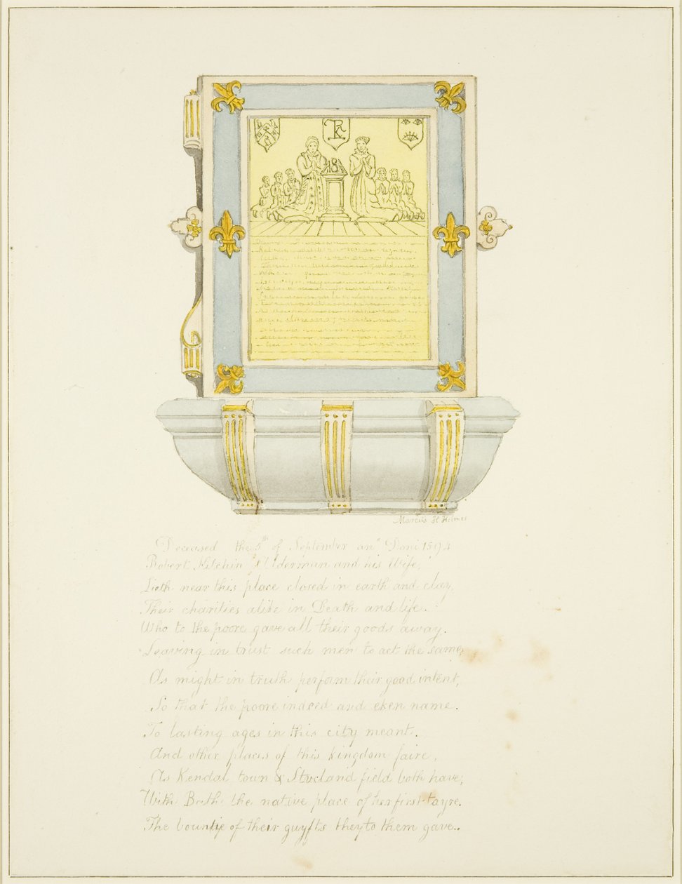 Mural Tablet of Alderman R. Kitchin (pencil & watercolor on paper) بواسطة منازل ماركوس هـ