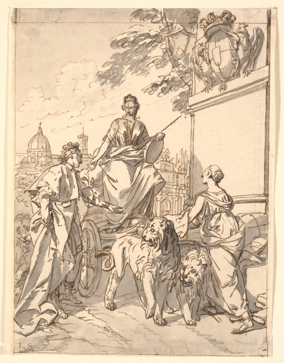 ورقة استعارية بمناسبة دخول الدوق فرانز الثالث إلى فلورنسا 1739 بواسطة ماركوس توشر
