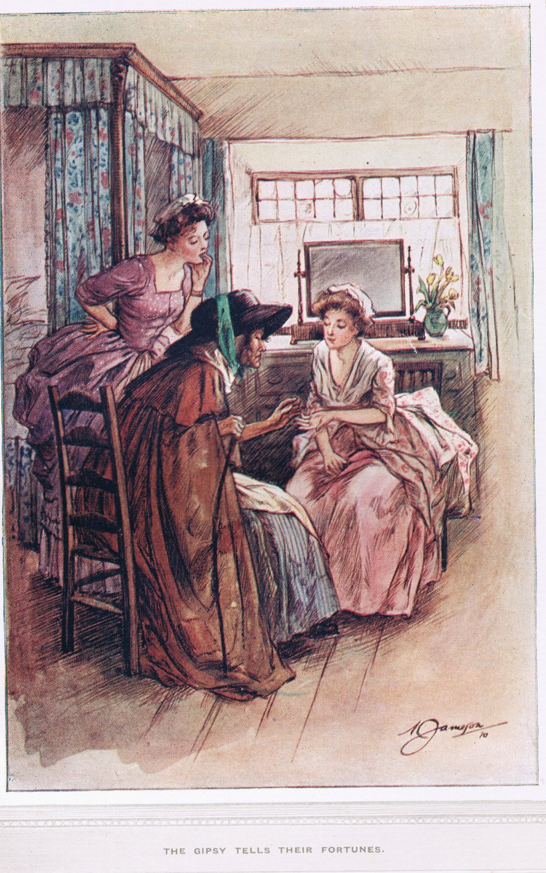 يروي الغجري ثروتهم ، التوضيح من "نائب ويكفيلد" بقلم أوليفر غولدسميث ، ج .1910 بواسطة مارجريت جيمسون