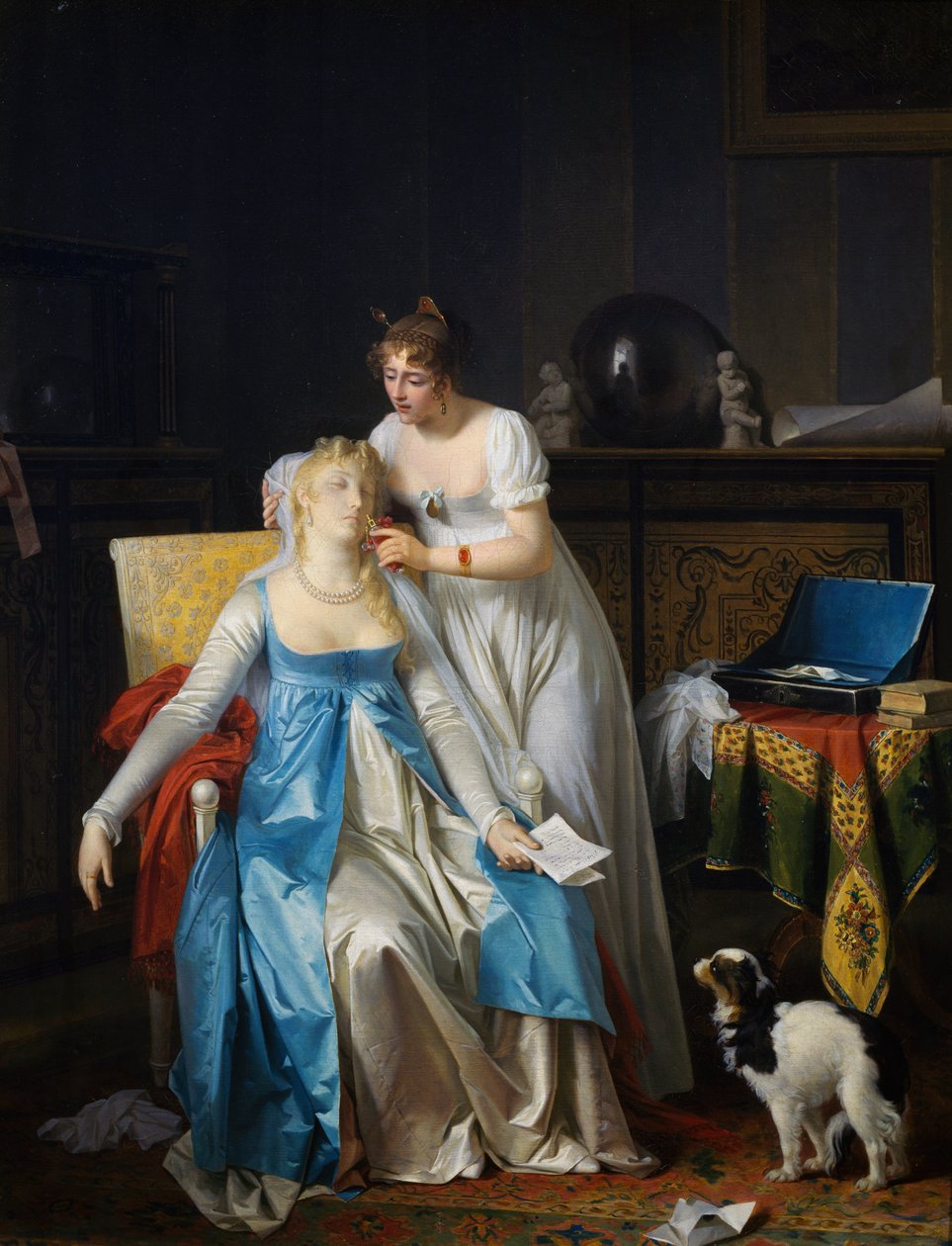 Bad news, painting by Marguerite Gerard (1761-1837), oil on canvas, 63.5x50.5 cm, France بواسطة مارجريت جيرارد
