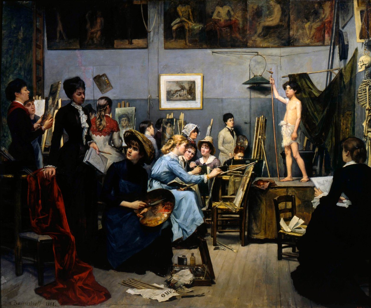 "The Studio by Académie Julian" ، ١٨٨١. بواسطة ماريا كونستانتينوكا باشكيرتسيف