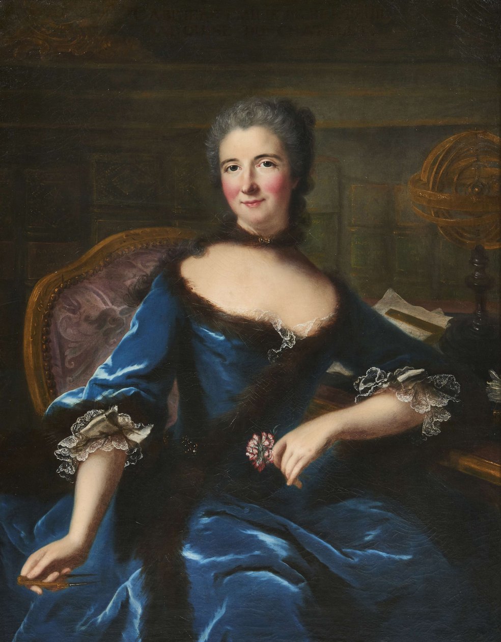 صورة لغابرييل إيميلي لو تونيليه دي بريتويل ، ماركيز دو شاتليه 1706-1749 ، كاليفورنيا 1748. بواسطة ماريان لوير