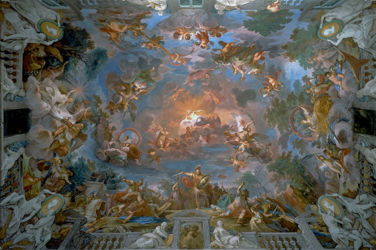 Camillus كسر المعاهدة مع Brenno و Allegories of Glory ، سقف قاعة المدخل ، Galleria Borghese بواسطة ماريانو روسي