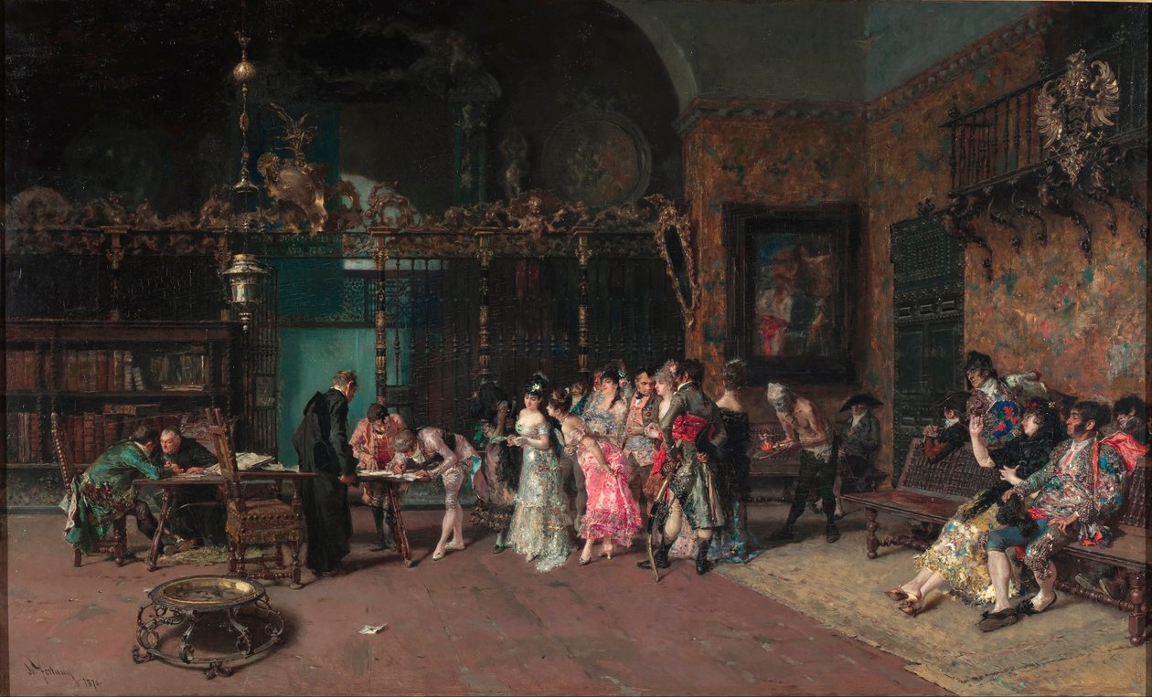 Le mariage espagnol - حفل الزفاف الإسباني - رسم فورتوني ، ماريانو (1838-1874) - 1870 - زيت على قماش - 60x93.5 - المتحف الوطني للفنون في كاتالونيا ، برشلونة بواسطة ماريانو فورتوني