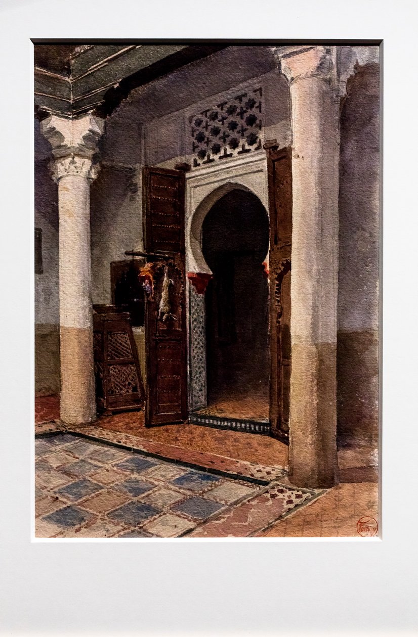 زاوية فناء مغاربي، حوالي 1870-1871 (لوحة مائية على ورق) بواسطة 