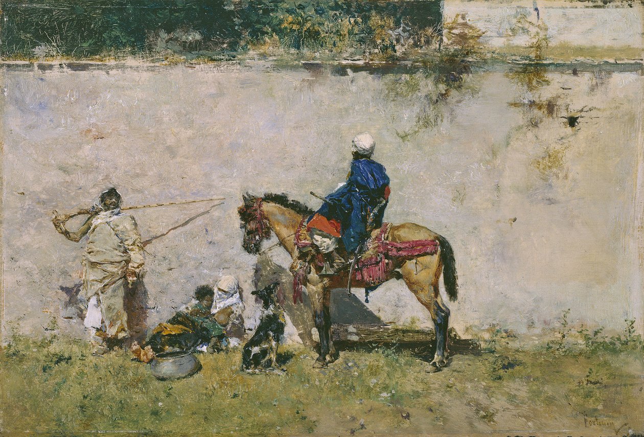 الاستشراق: عائلة مغربية على الماء (المغاربة) - رسم ماريانو فورتوني (1838-1874) بواسطة ماريانو فورتوني