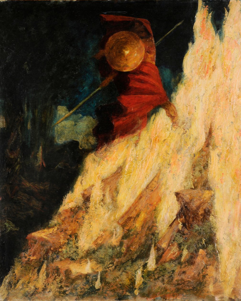 فالكيري. ووطان يضرب الصخرة بالرمح ، ج. 1895. بواسطة ماريانو فورتوني ومادرازو