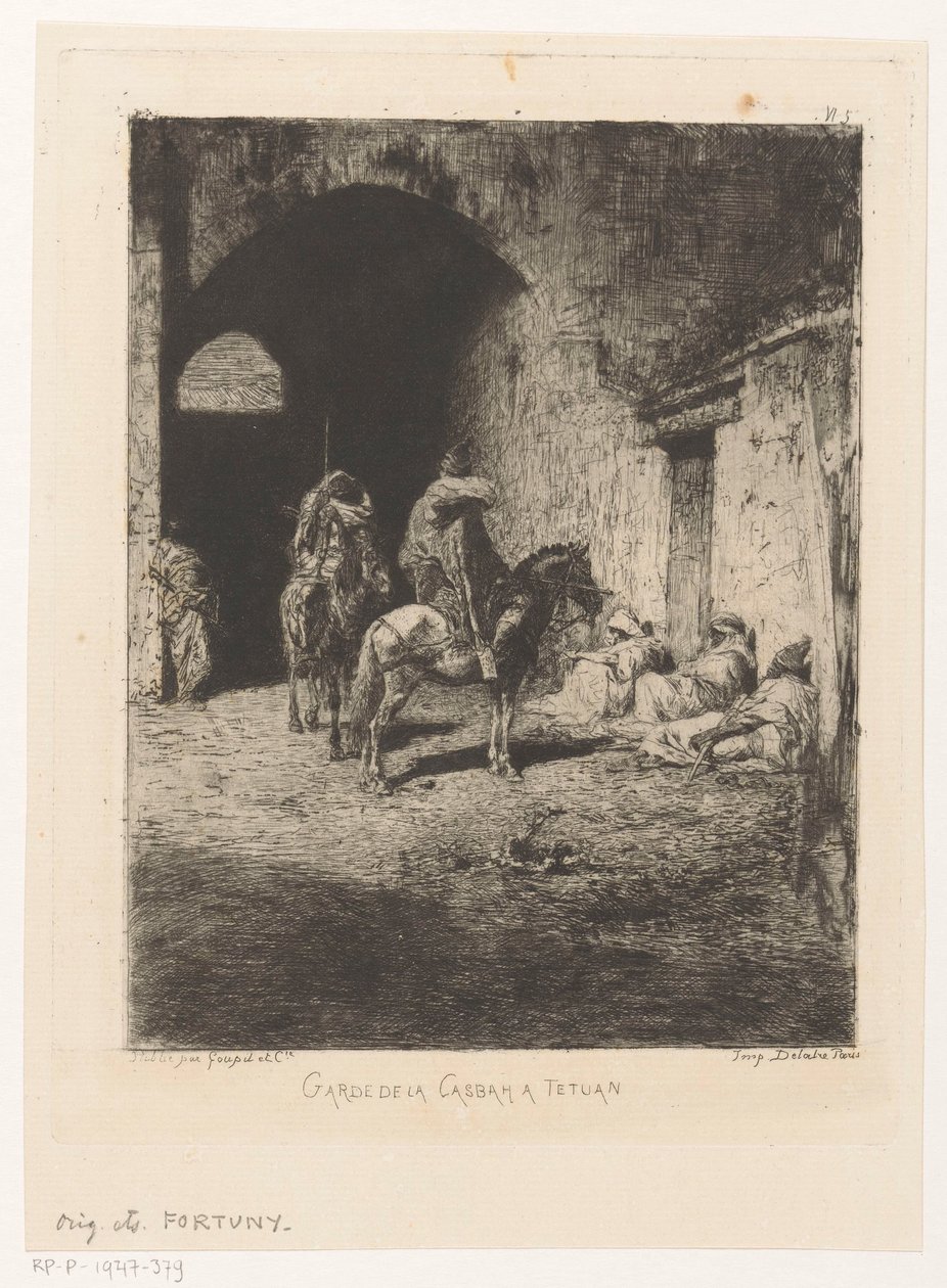 Bewakers van de kasba te تطوان Casbaha Tetuan Guard (العنوان على الكائن) بواسطة ماريانو خوسيه ماريا برناردو فورتوني إي كاربو