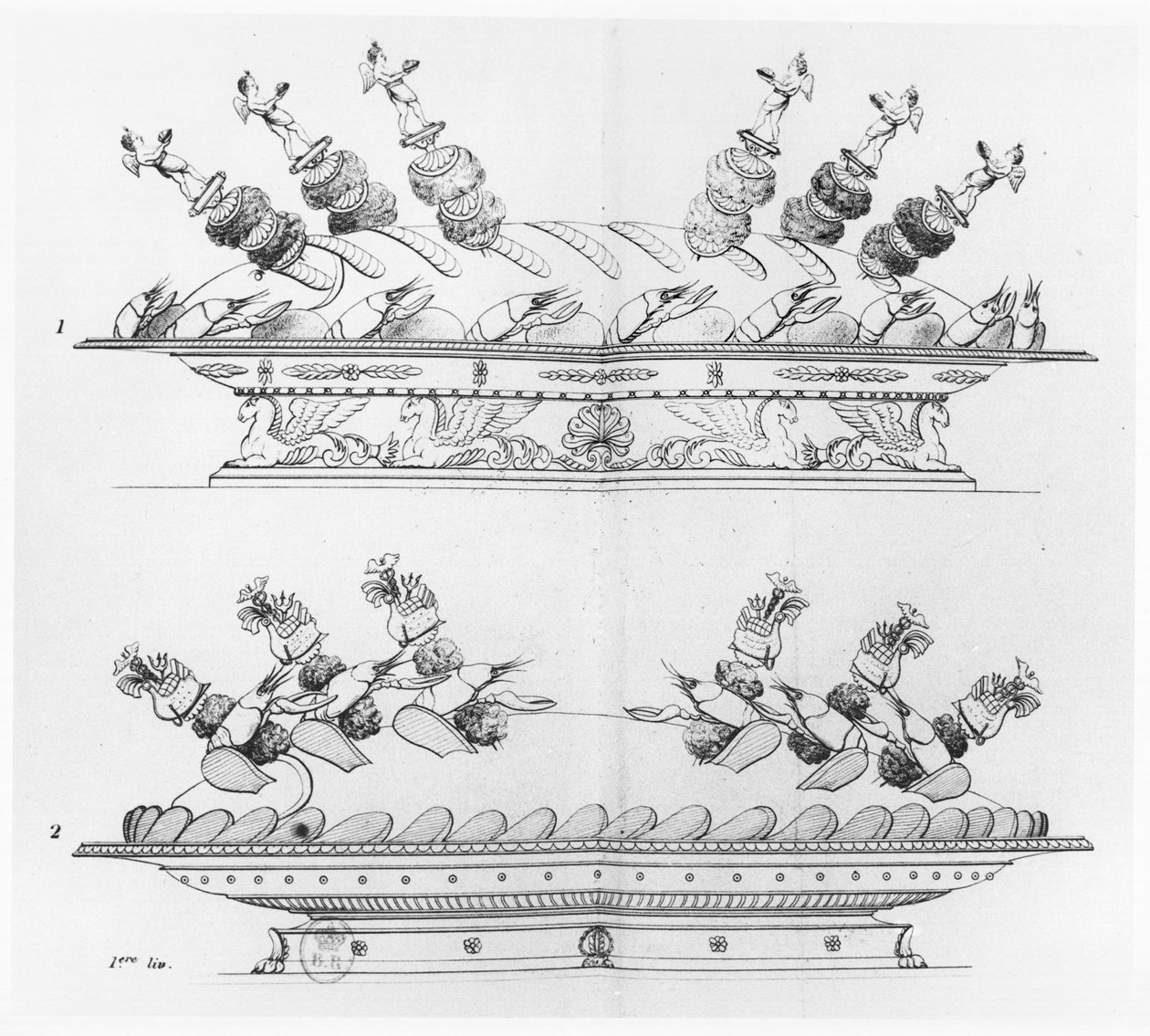 تصاميم لتزيين الطعام من "L&39;Art de la Cuisine francaise" بقلم أنطوان كاريم ، نُشر عام 1833 بواسطة ماري انطوان كاريم
