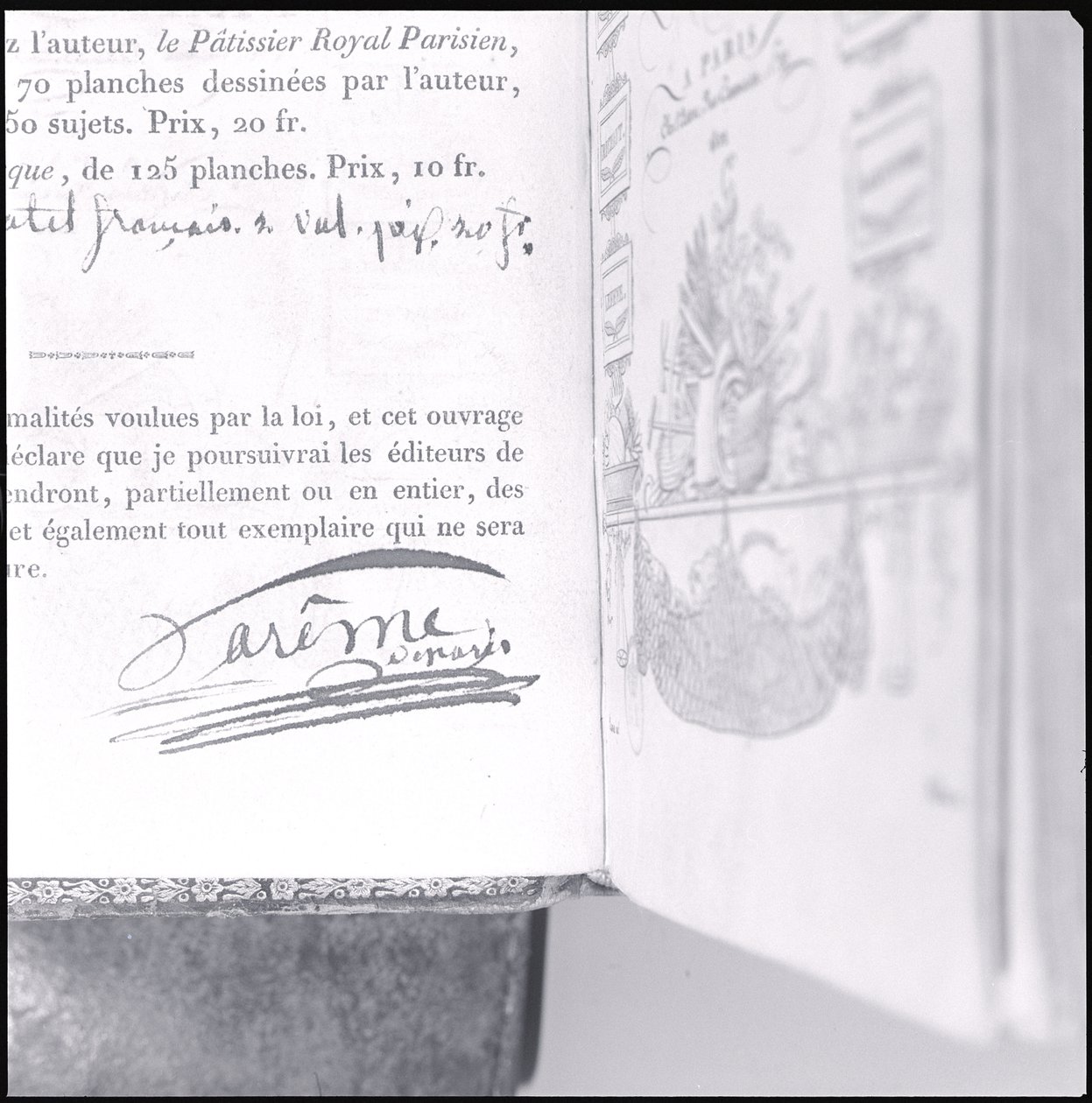 توقيع ماري أنطوان كاريمي (1784-1833) من "Le Maitre d&39;Hotel francais" بواسطة Careme ، نُشر عام 1822 (قلم وحبر على ورق) بواسطة ماري انطوان كاريم