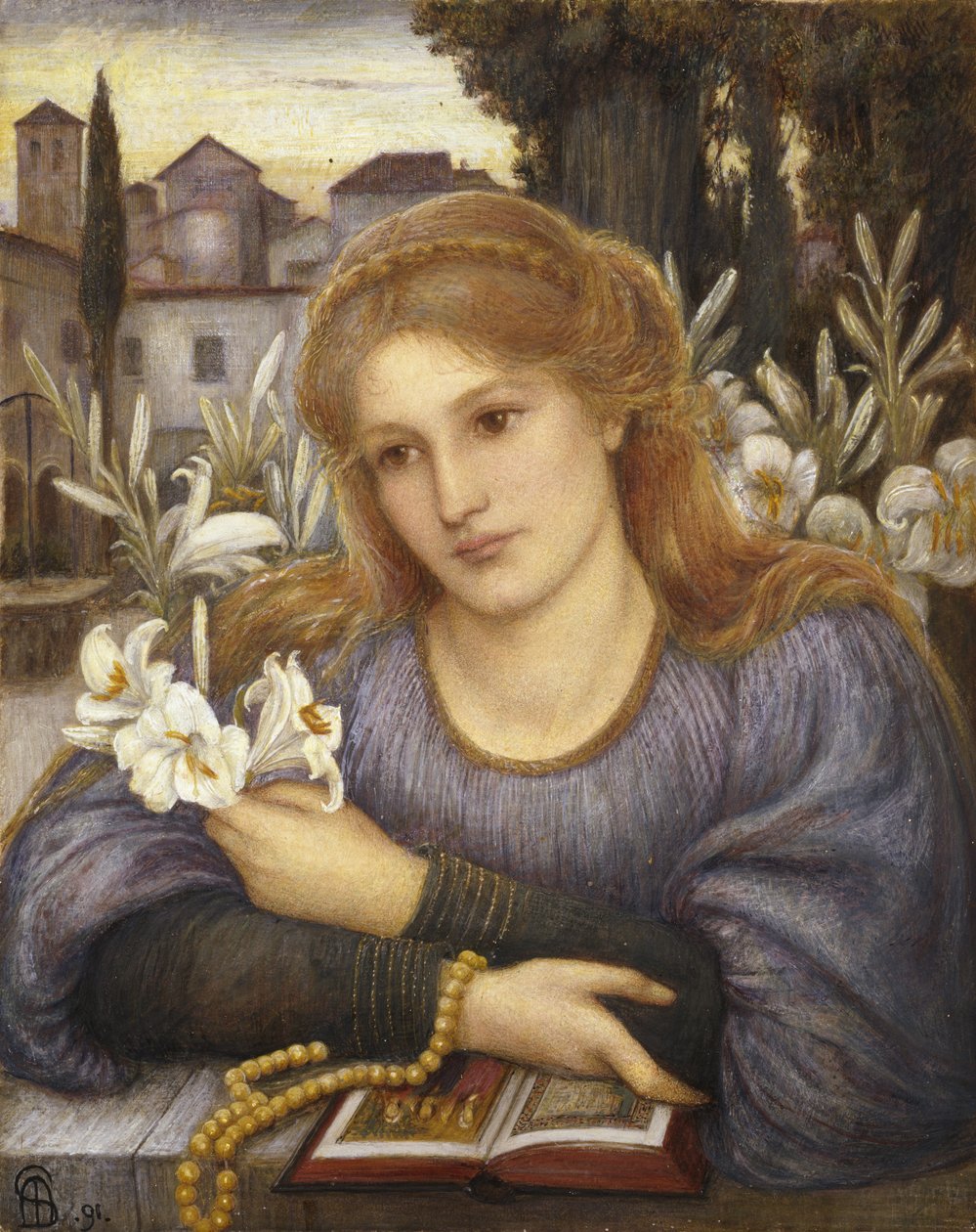 Cloister Lilies ، 1891 (ألوان مائية على ورق) بواسطة ماري سبارتالي ستيلمان