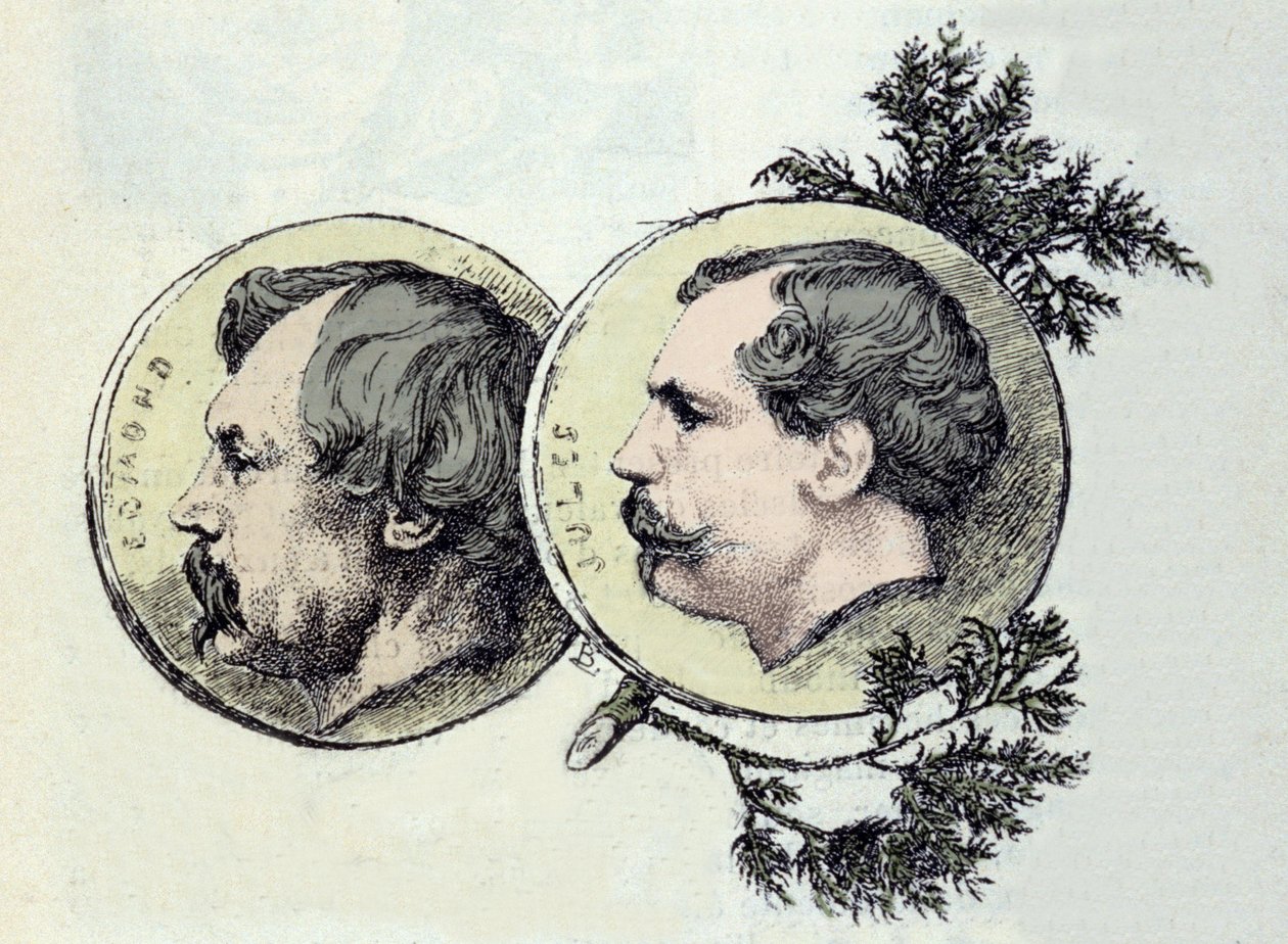 صورة لإدمون غونكور (1822-1896) وشقيقه جول غونكور (1830-1870). نقش ماري باكيموند (1841-1916) بواسطة ماري براكيموند