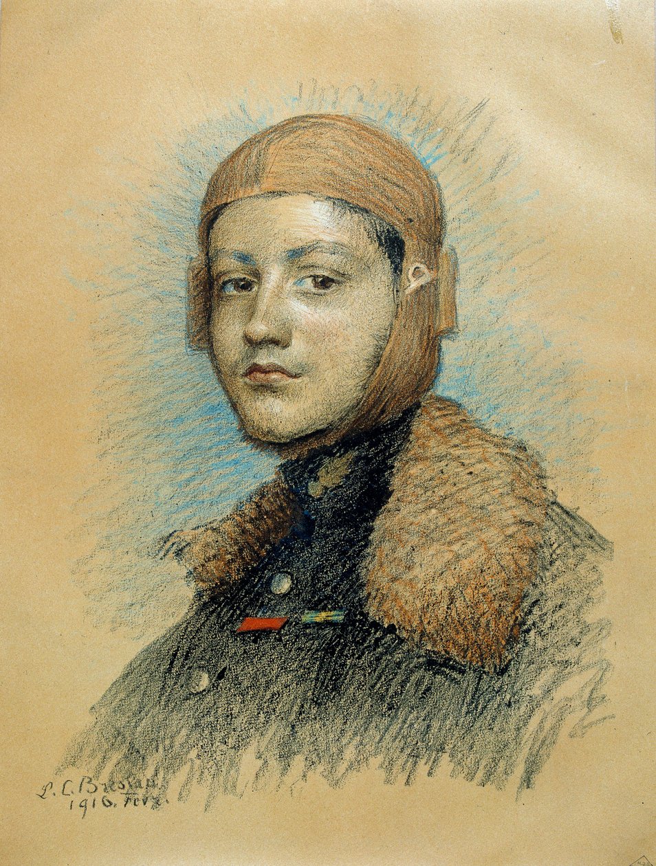 صورة لجورج جينيمر (1894-1917) ، طيار حربي فرنسي. رسم لشهر فبراير 1916. رسم لماري لويز كاثرين بريسلاو (1856-1928) ec.suis. بواسطة ماري لويز كاثرين فروكلاف