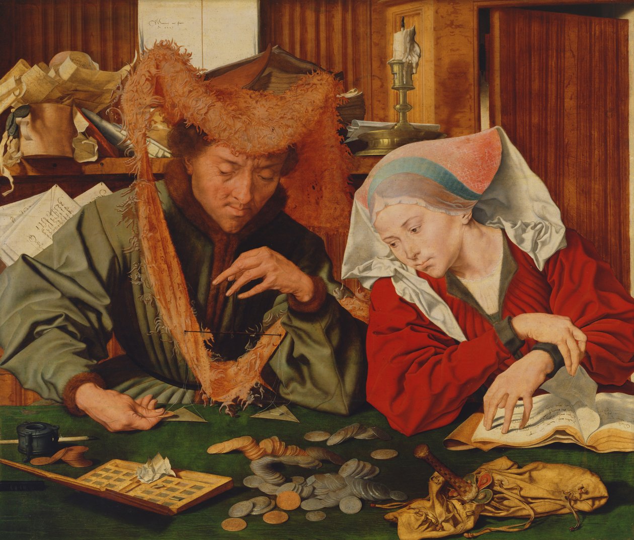 الصراف وزوجته 1539 بواسطة Marinus van Roejmerswaelen