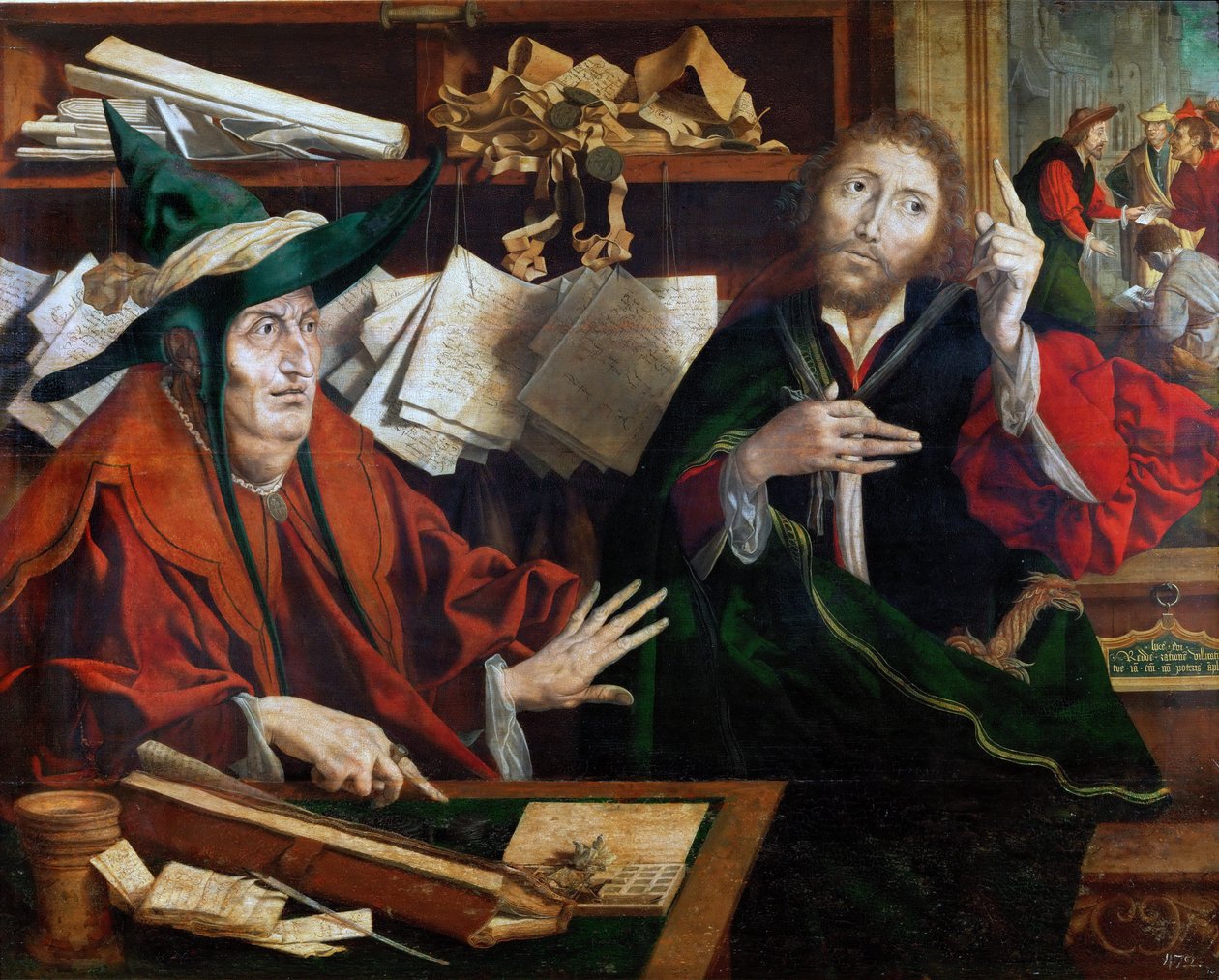 La parabole du gerant malhonnete - حكاية مضيف الظلم ، بواسطة Reymerswaele ، Marinus Claesz ، van (حوالي 1490 - بعد 1567). زيت على خشب ، حوالي 1540. الأبعاد: 77x96.5 سم. متحف تاريخ الفن ، فيين بواسطة مارينوس فان ريميرسفيل