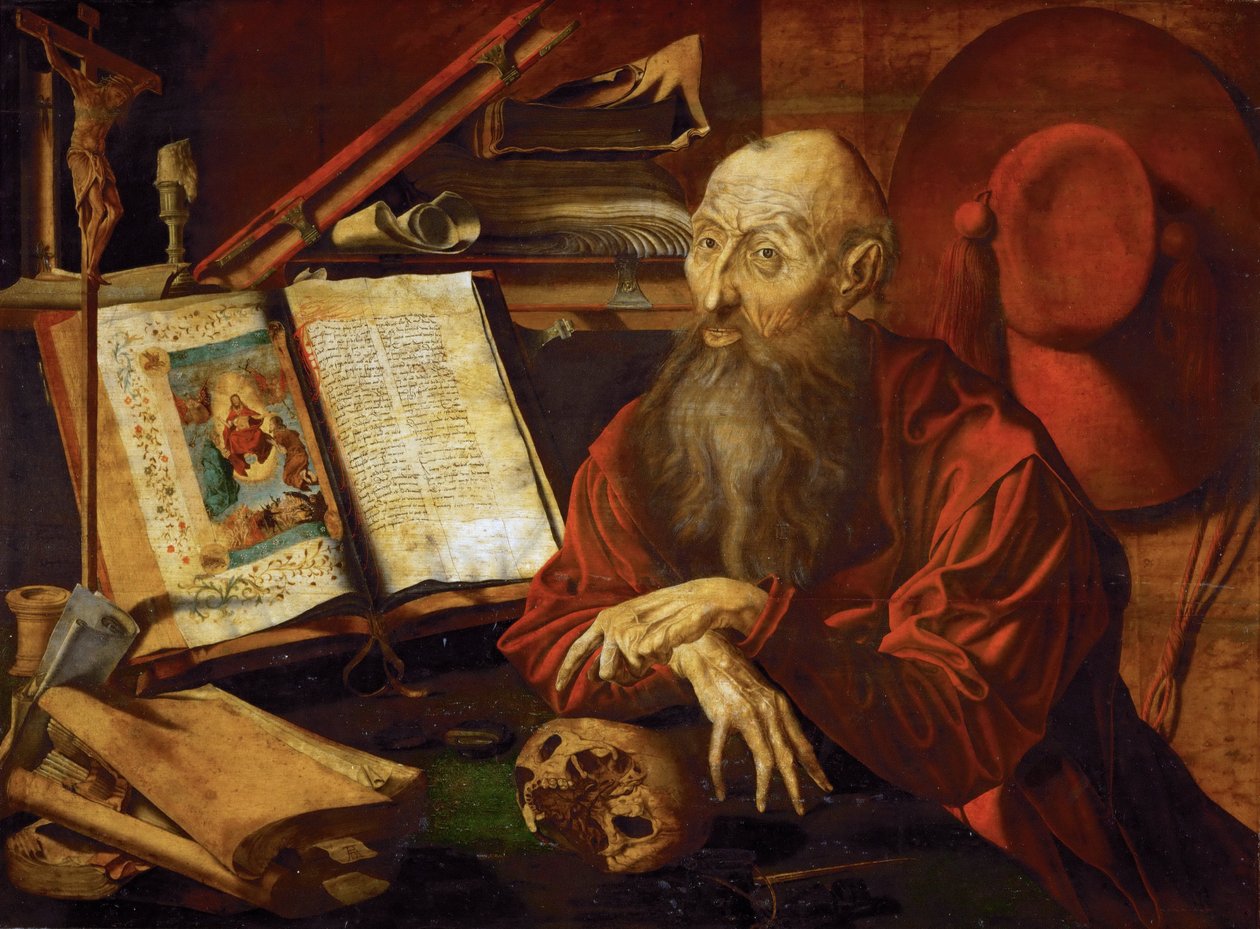 القديس جيروم يرقص في قفص - القديس جيروم في زنزانته ، بواسطة Reymerswaele ، Marinus Claesz ، van (حوالي 1490 - بعد 1567). زيت على خشب حوالي 1545. الأبعاد: 80x108 سم. متحف تاريخ الفن ، فيين بواسطة مارينوس فان ريميرسفيل