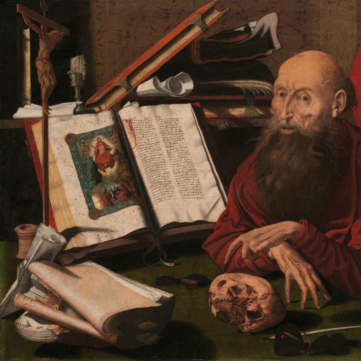 القديس جيروم في دراسته بواسطة Marinus van Reymerswale (منسوب إلى)