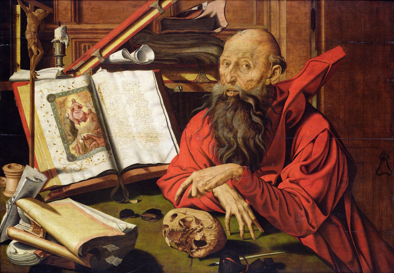 القديس جيروم في التأمل بواسطة Marinus van Roejmerswaelen