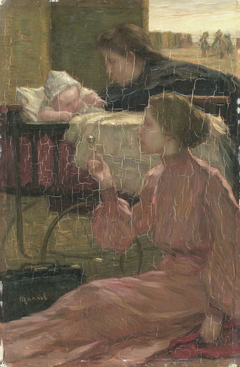 مع عربة الأطفال على الشاطئ بواسطة Marinus van der Maarel