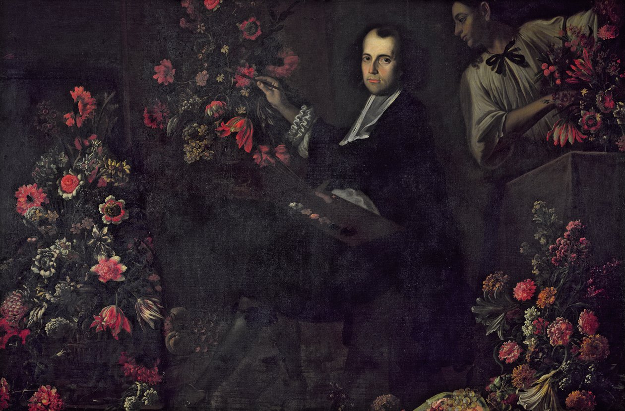 بورتريه ذاتي مع خادم ، c.1650 بواسطة ماريو دي فيوري