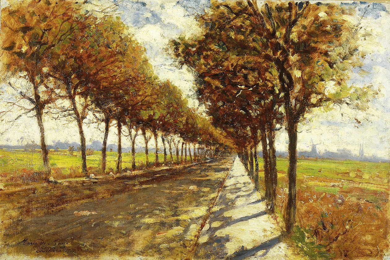 شارع تصطف على جانبيه الأشجار في بريمن ، 1912 بواسطة ماريو دي ماريا