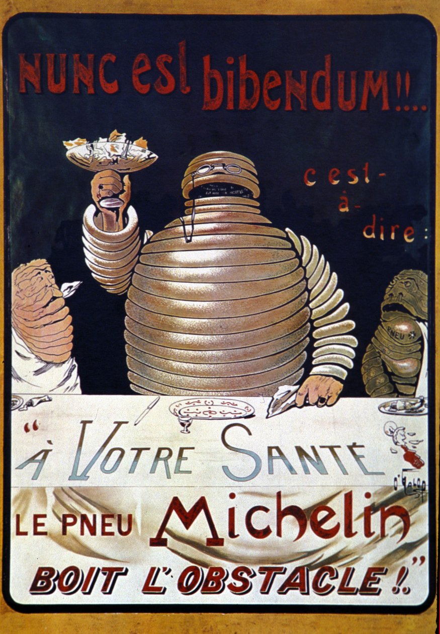ملصق إعلاني لإطار ميشلان: Nunc هو bibendum ، إطار Michelin يشرب العقبة بواسطة ماريوس روسيون