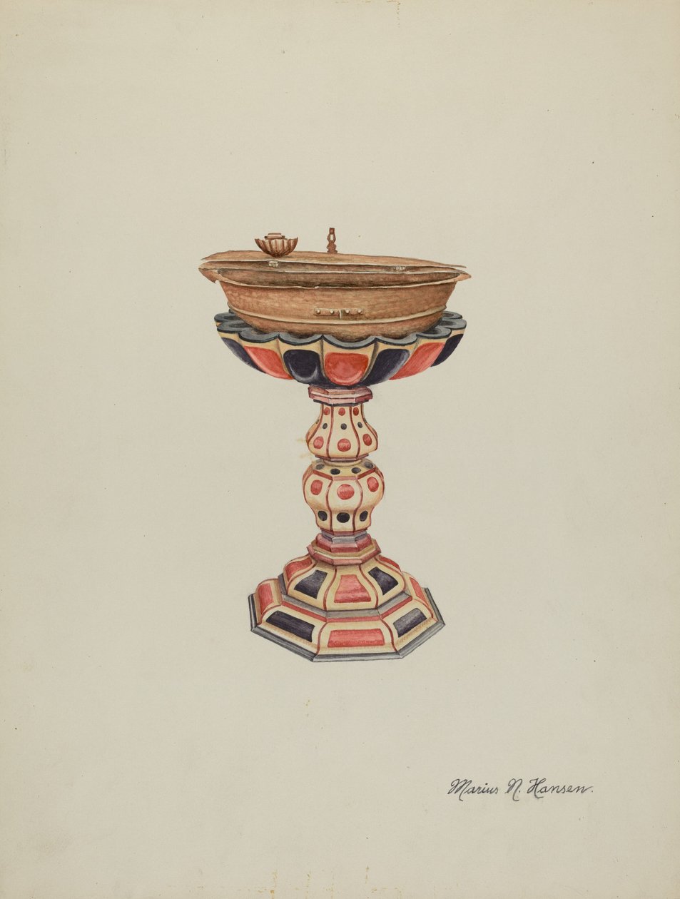 Baptismal Font & Stand، c. 1939. بواسطة ماريوس هانسن