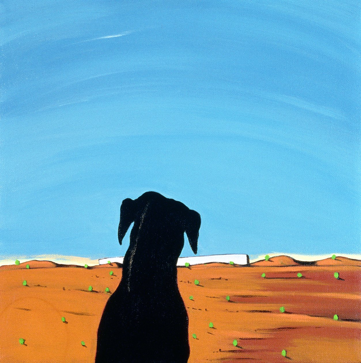Black Dog in Chestertown ، 1998 (أكريليك على قماش) بواسطة مارجوري فايس