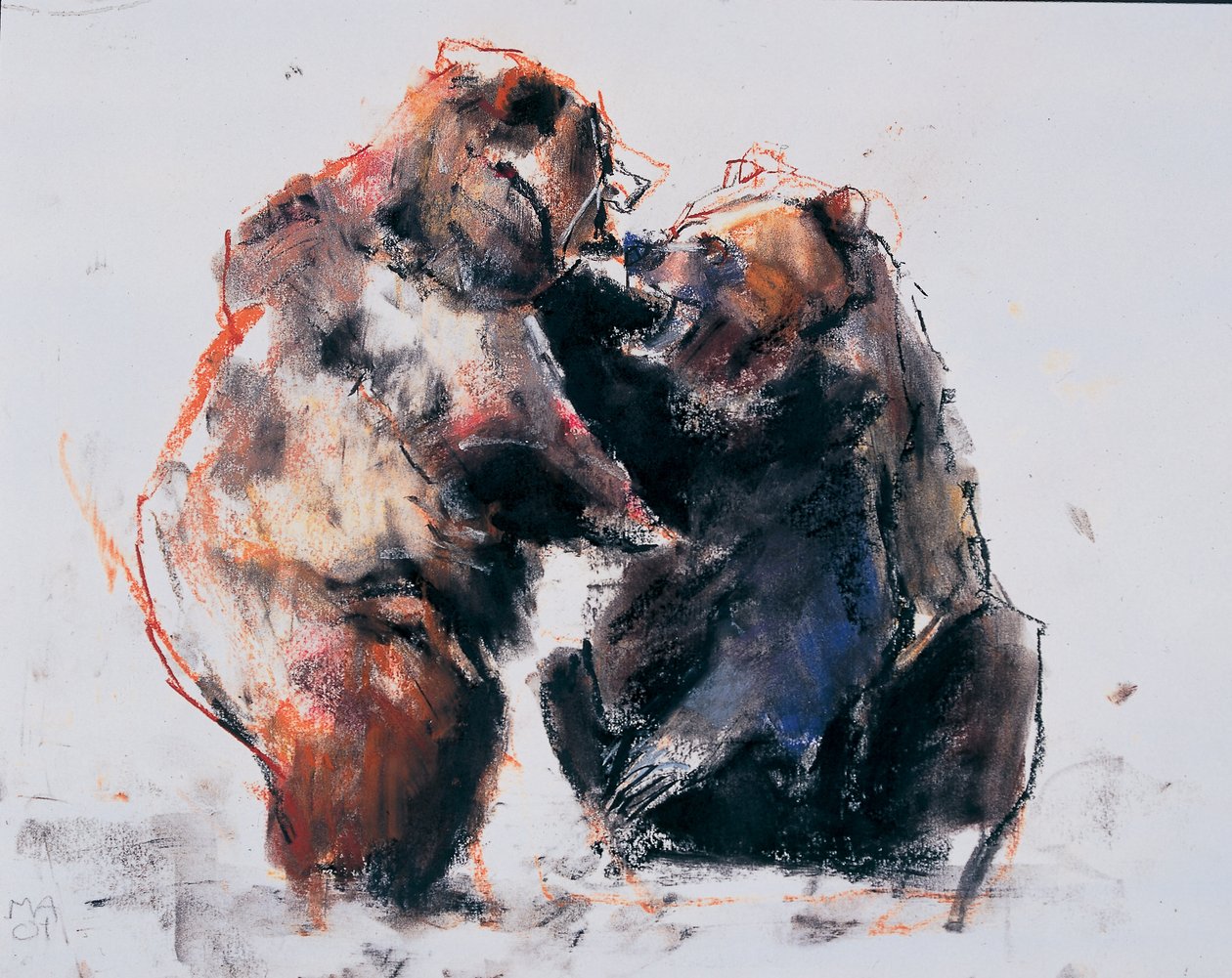 European Brown Bears ، 2001 (فحم وكونت على الورق) بواسطة مارك ادلينجتون