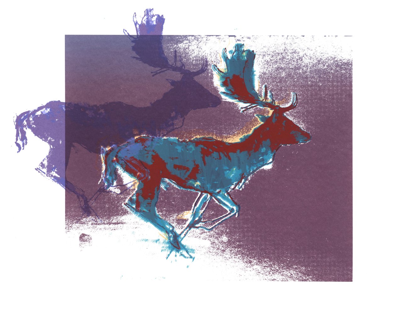 Fallow Bucks (مزرق ، أرجواني) ، 2015 ، (طباعة الشاشة) بواسطة مارك ادلينجتون