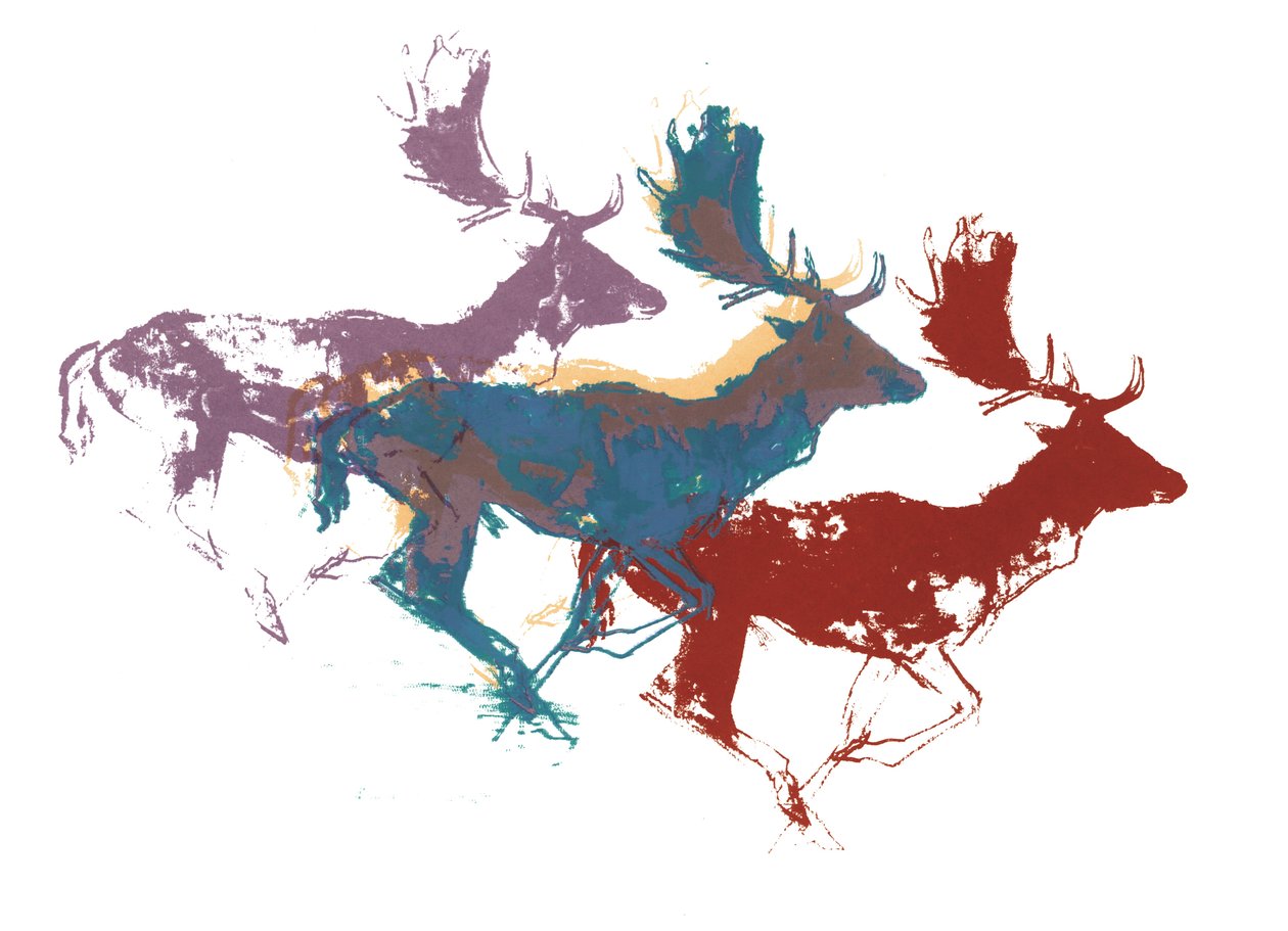 Fallow Bucks (ثلاثة) ، 2015 ، (طباعة الشاشة) بواسطة مارك ادلينجتون
