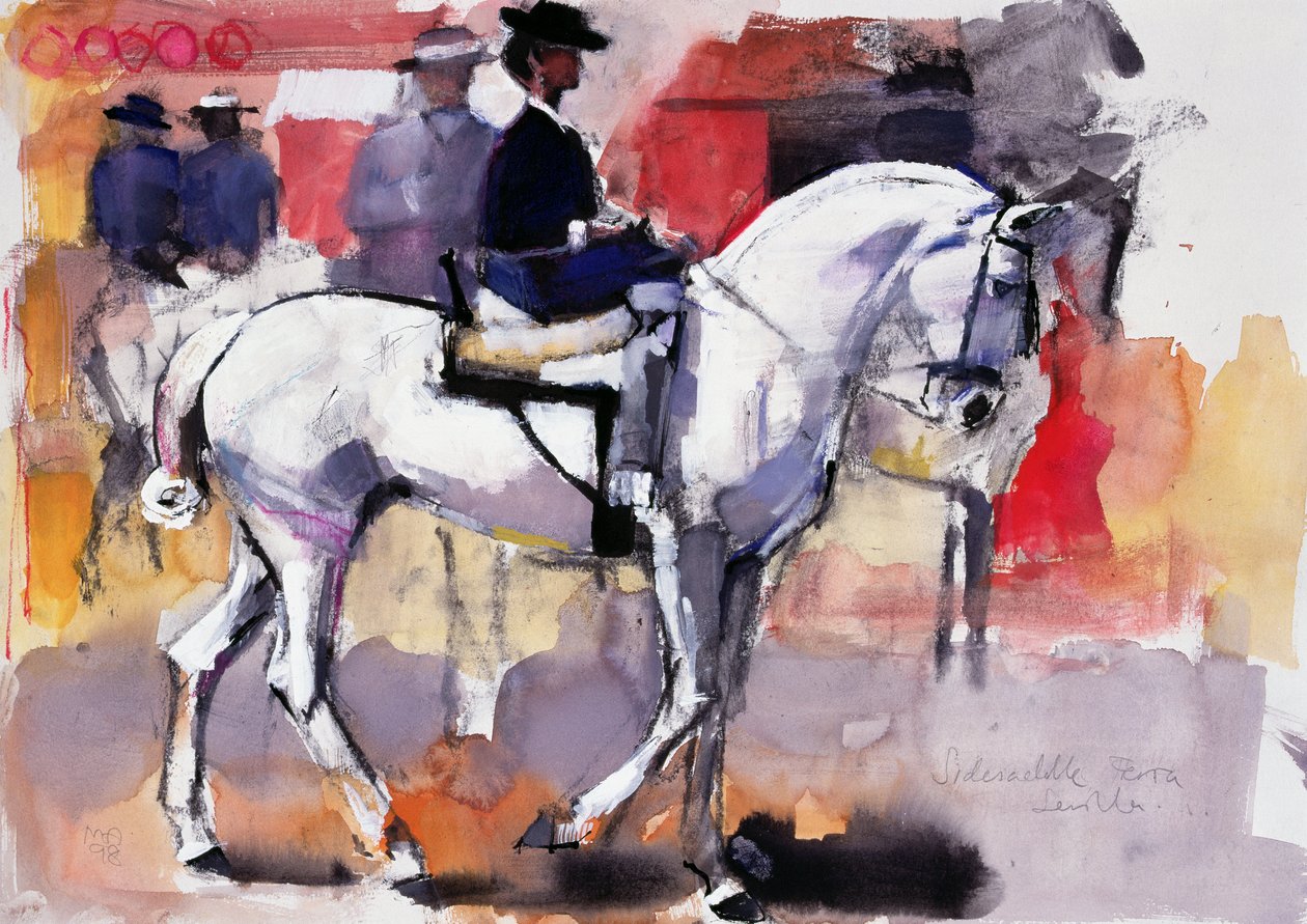 سرج جانبي في Feria de Sevilla ، 1998 (وسائط مختلطة على الورق) بواسطة مارك ادلينجتون
