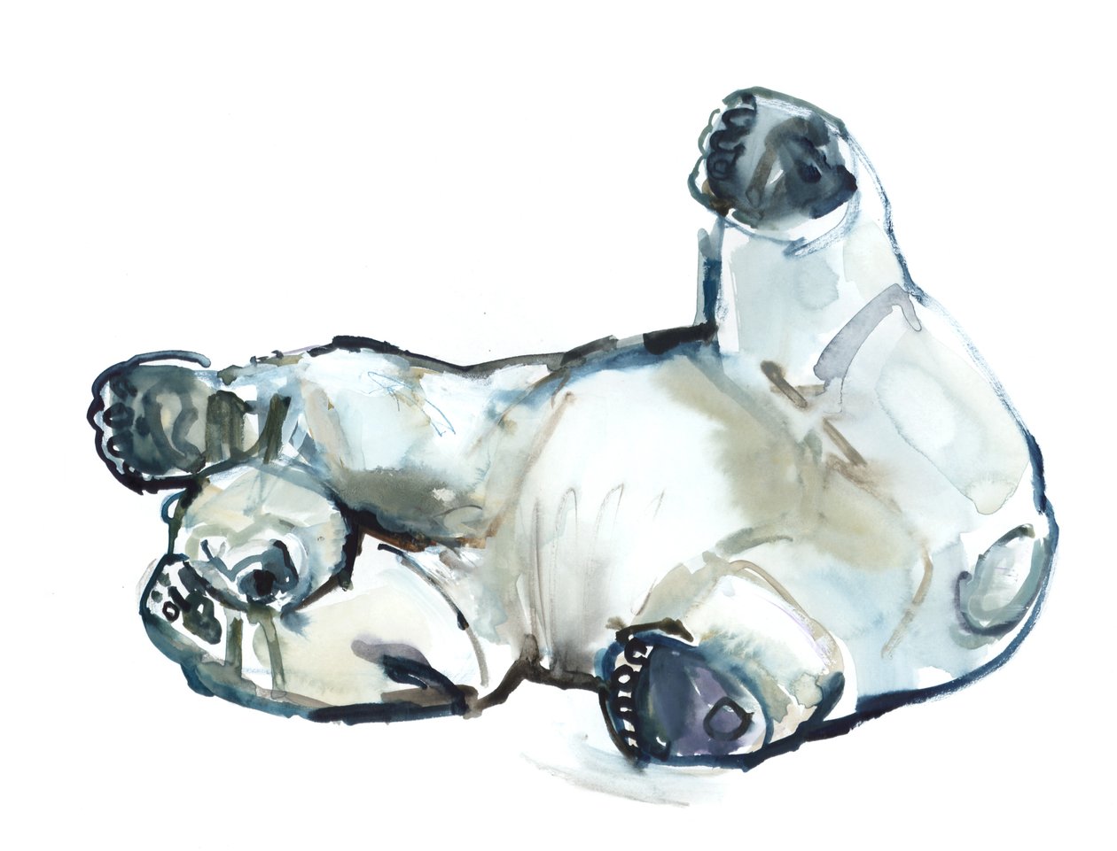Snow Rub (Polar Bear) ، 2013 (ألوان مائية وغواش على ورق) بواسطة مارك ادلينجتون