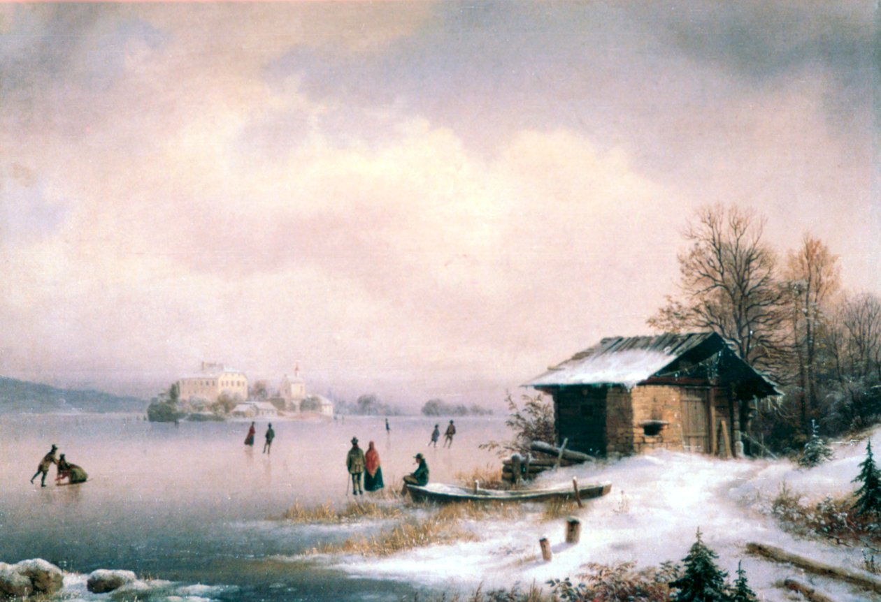 المناظر الطبيعية الشتوية ، ليوبليانا ، c1844-1871 بواسطة ماركو برنهارت