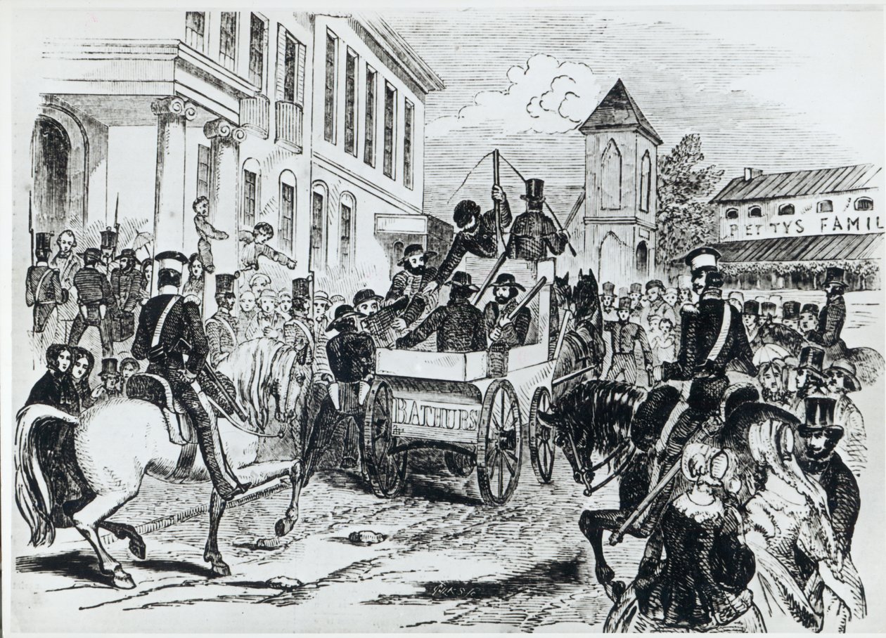 وصول النقل الحكومي إلى الخزانة الاستعمارية ، سيدني ، في 21 أغسطس 1851 ، من "أخبار لندن المصورة" ، 24 يناير 1852 بواسطة مارشال كلاكستون