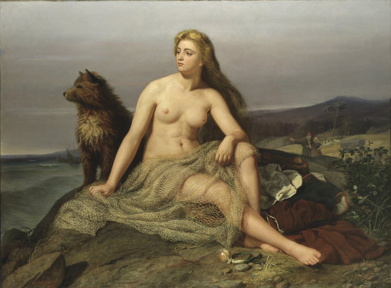 كراكا (Aslaug ، Aslog) ، بواسطة Winge ، Marten Eskil (1825-1896). زيت على قماش بواسطة Märten Eskil Winge