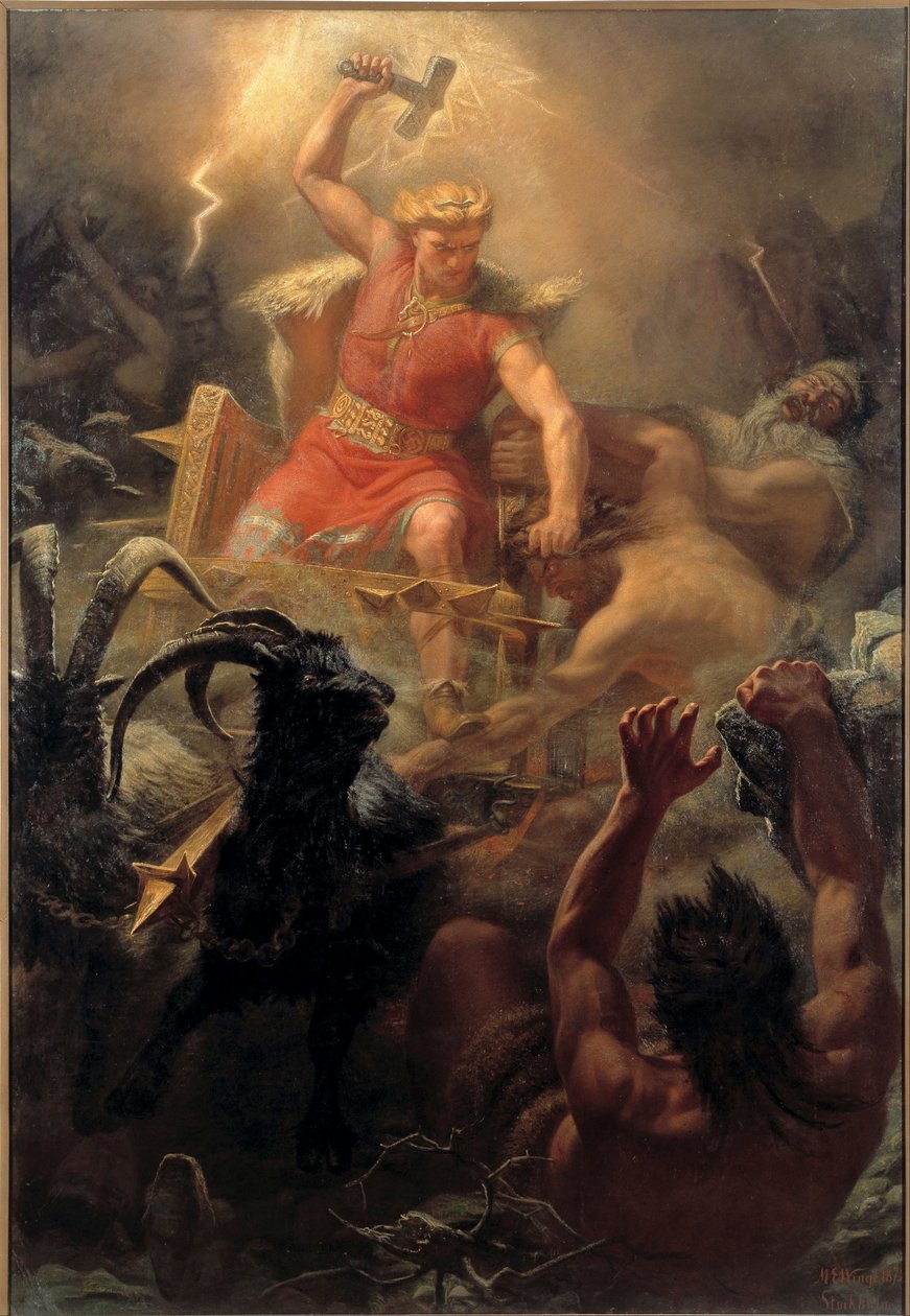 Le Combat de Thor (Tor) avec les Geants - Thor Fight with the Giants - Winge، Marten Eskil (1825-1896) - 1872 - زيت على قماش - 484x333 - Nationalmuseum Stockholm بواسطة Märten Eskil Winge