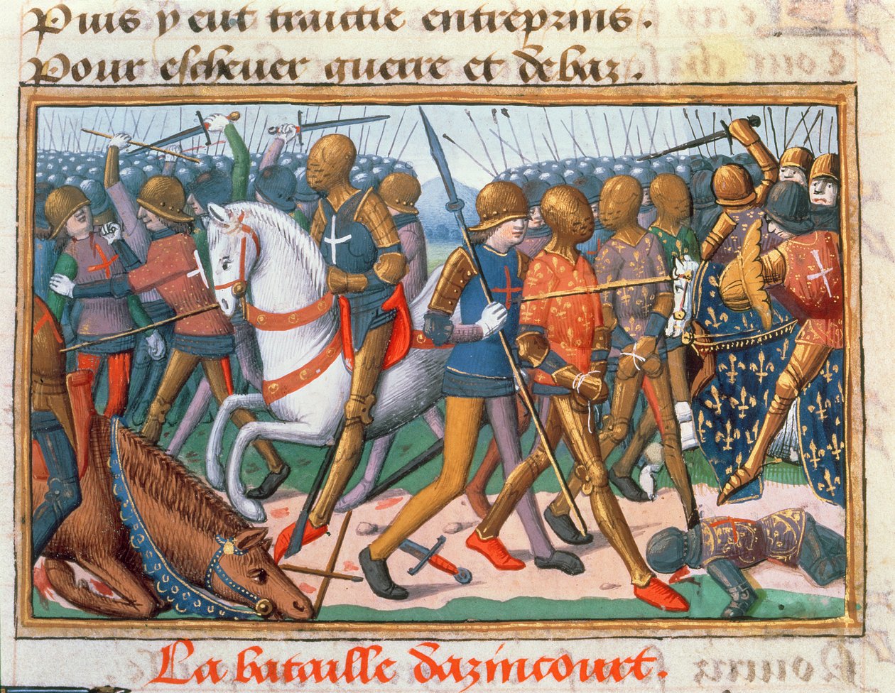 السيدة Fr 5054 f.11 The Battle of Agincourt، 1415، from Vigil of Charles VII، c.1484 بواسطة Martial de Paris