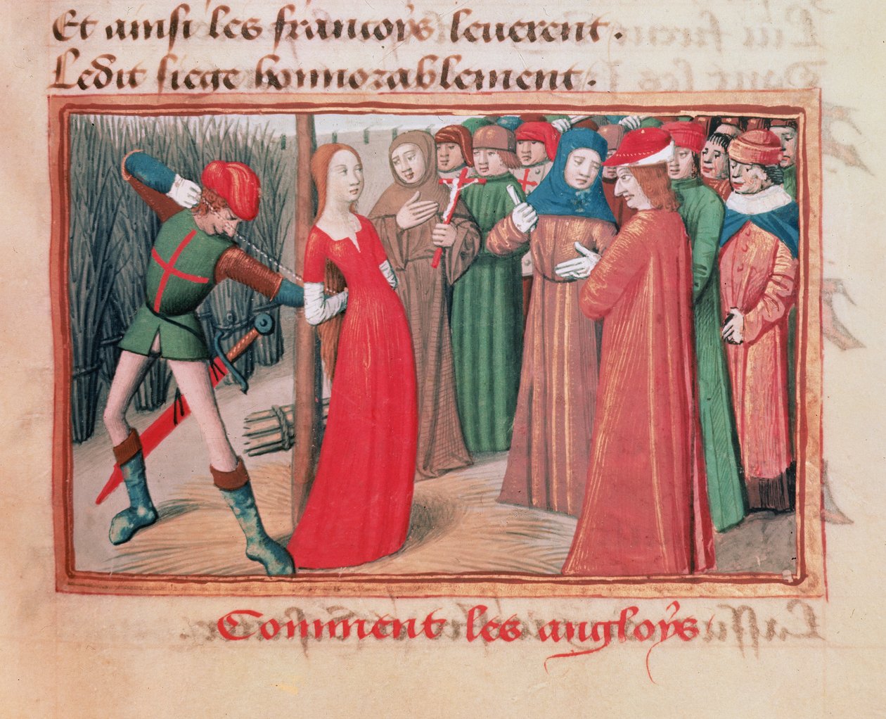 السيدة Fr 5054 f.71 Joan of Arc في الحصة ، من "Les Vigiles de Charles VII" بواسطة Martial d&39;Auvergne ، 1484 بواسطة Martial de Paris