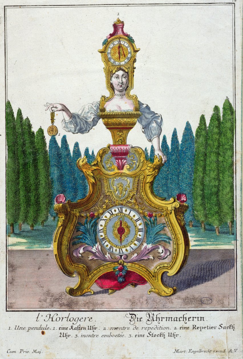 صانع الساعات ، c.1735 (نقش الألوان) بواسطة مارتن إنجلبرخت
