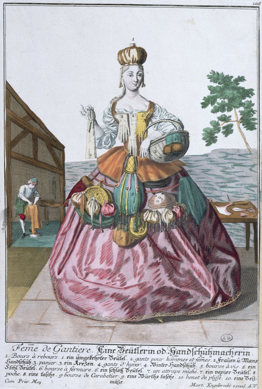 زوجة Glovemaker ، c.1735 (نقش الألوان) بواسطة مارتن إنجلبرخت