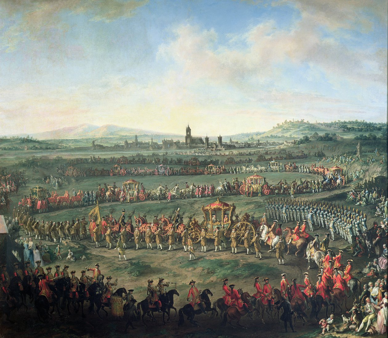 مدخل الإمبراطور فرانسيس الأول (1708-65) إلى فرانكفورت ، برفقة جوزيف الثاني (1741-90) بواسطة مارتن الثاني ميتينز أو ميتينز
