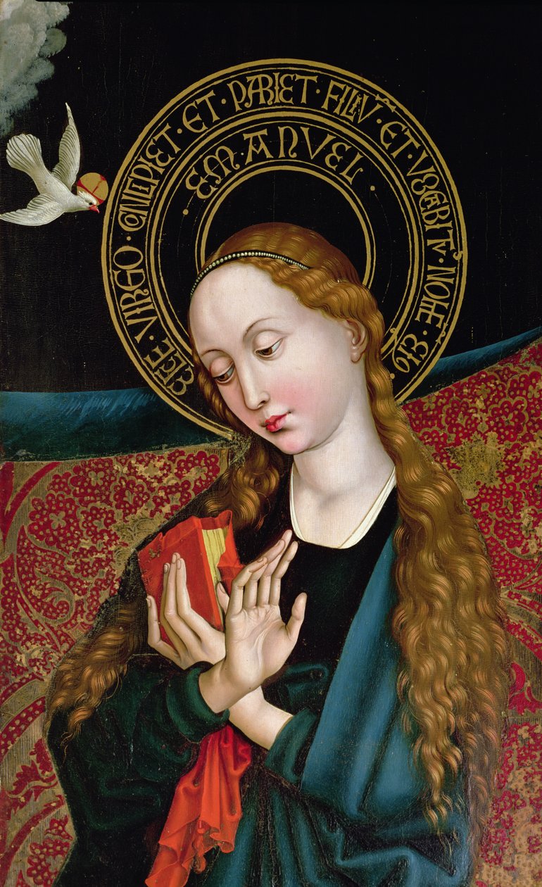 تفاصيل العذراء من البشارة ، من Orlier Altarpiece ، c.1468-70 بواسطة مارتن شونجاور