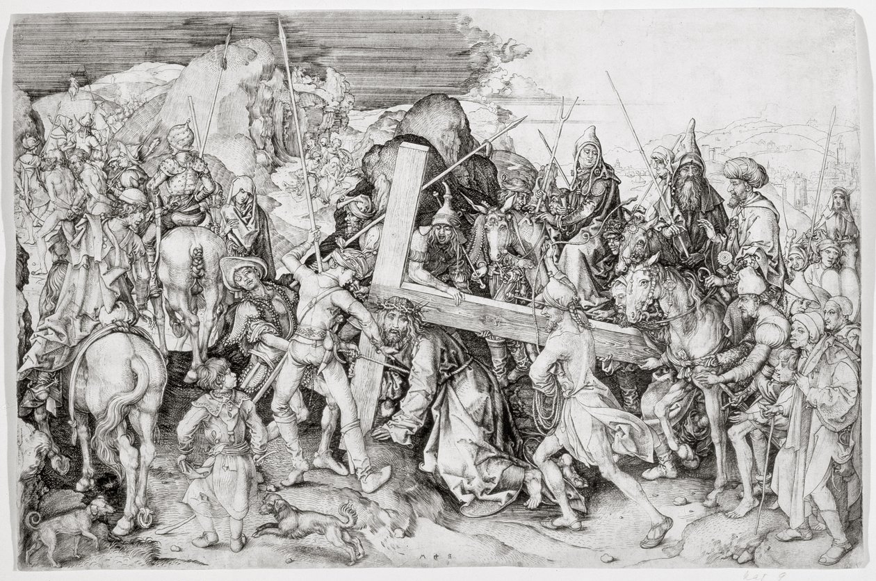 The Great Bearing of the Cross، c.1474 (نقش الخط) بواسطة مارتن شونجاور