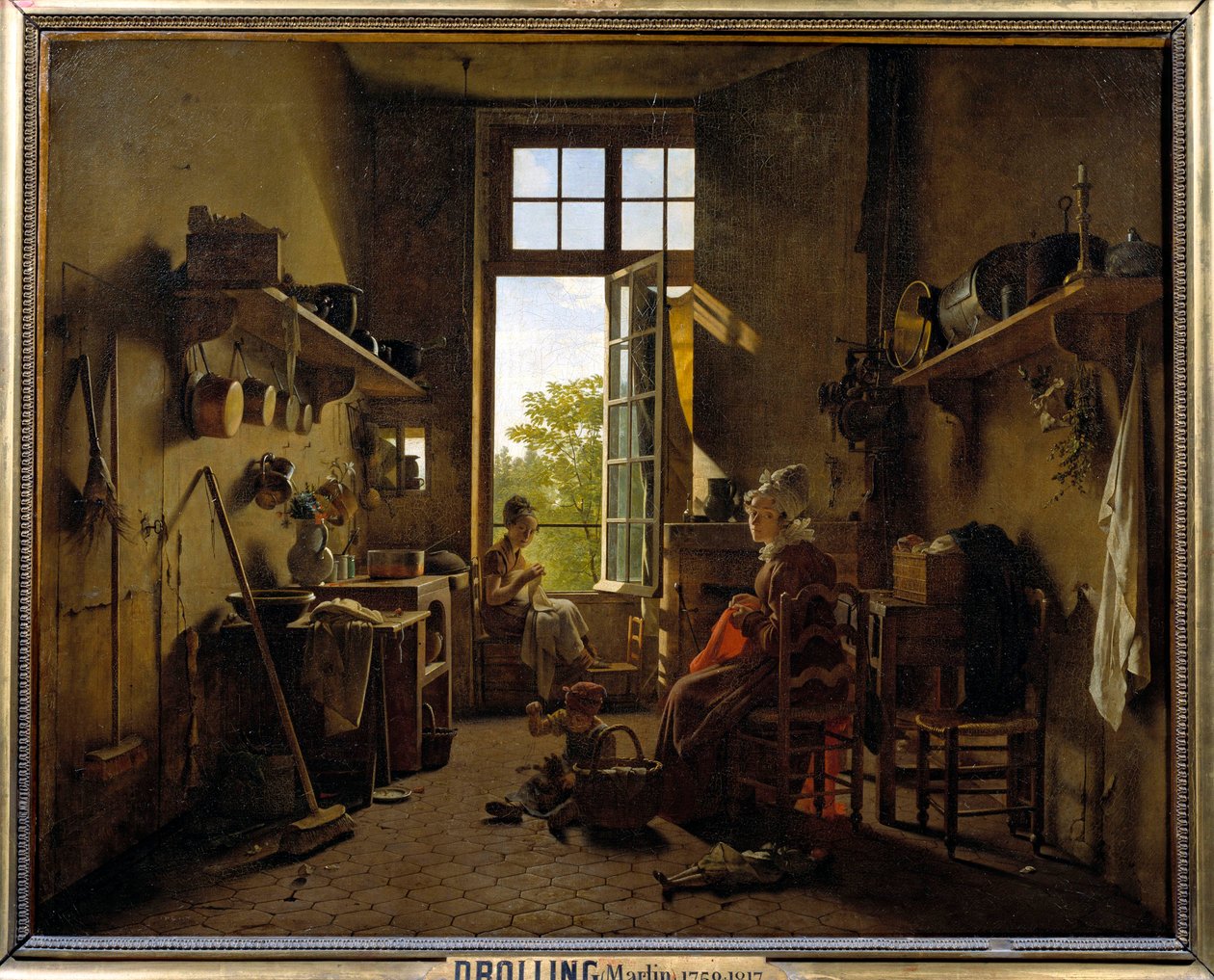 داخل لوحة مطبخ بقلم مارتن درولنغ (1752-1817) 1815 صن. 0،65x0،8 م بواسطة مارتن درولينج