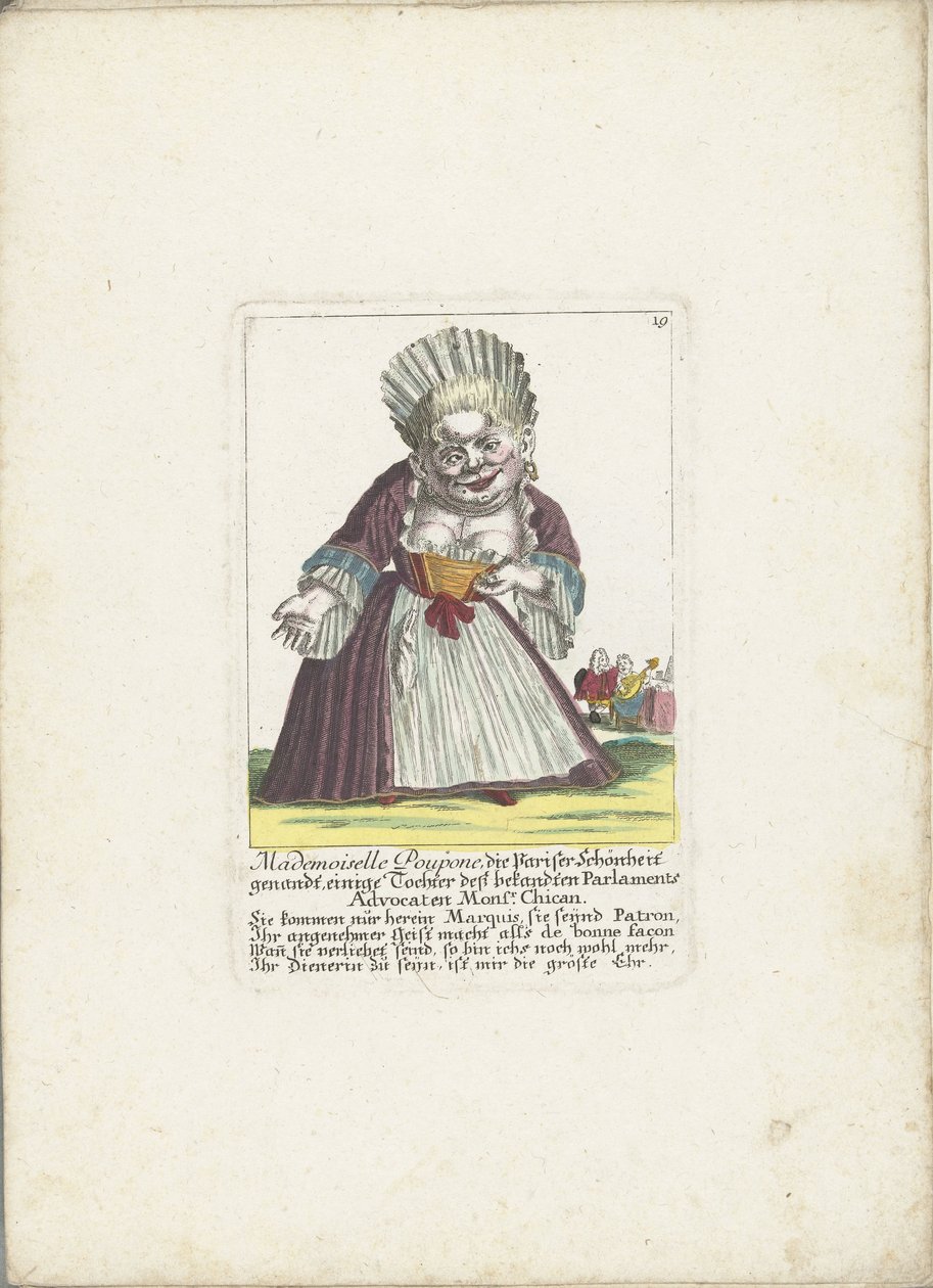 De dwerg Mademoiselle Poupon ، المعروفة بالجمال الباريسي ، حوالي 1710 Mademoiselle Poupone ، الجميلة الباريسية ، إحدى بنات المحامي البرلماني المعروف السيد. Chican (العنوان على الكائن) Il Callotto resurcitato أو المقصورة المركزية المعاد تأثيثها بواسطة مارتن إنجلبرخت (منسوب إلى)