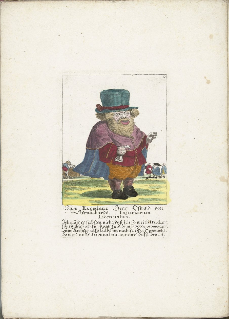 De dwerg Oswald van Stroblbardt، ca. 1710 Your Excedenz Herr Oswald von Stroblbardt Injuriarum Licentiatus (العنوان على الكائن) Il Callotto resurcitato أو Zwerchen Cabinet المفروشة حديثًا (عنوان السلسلة) بواسطة مارتن إنجلبرخت (منسوب إلى)