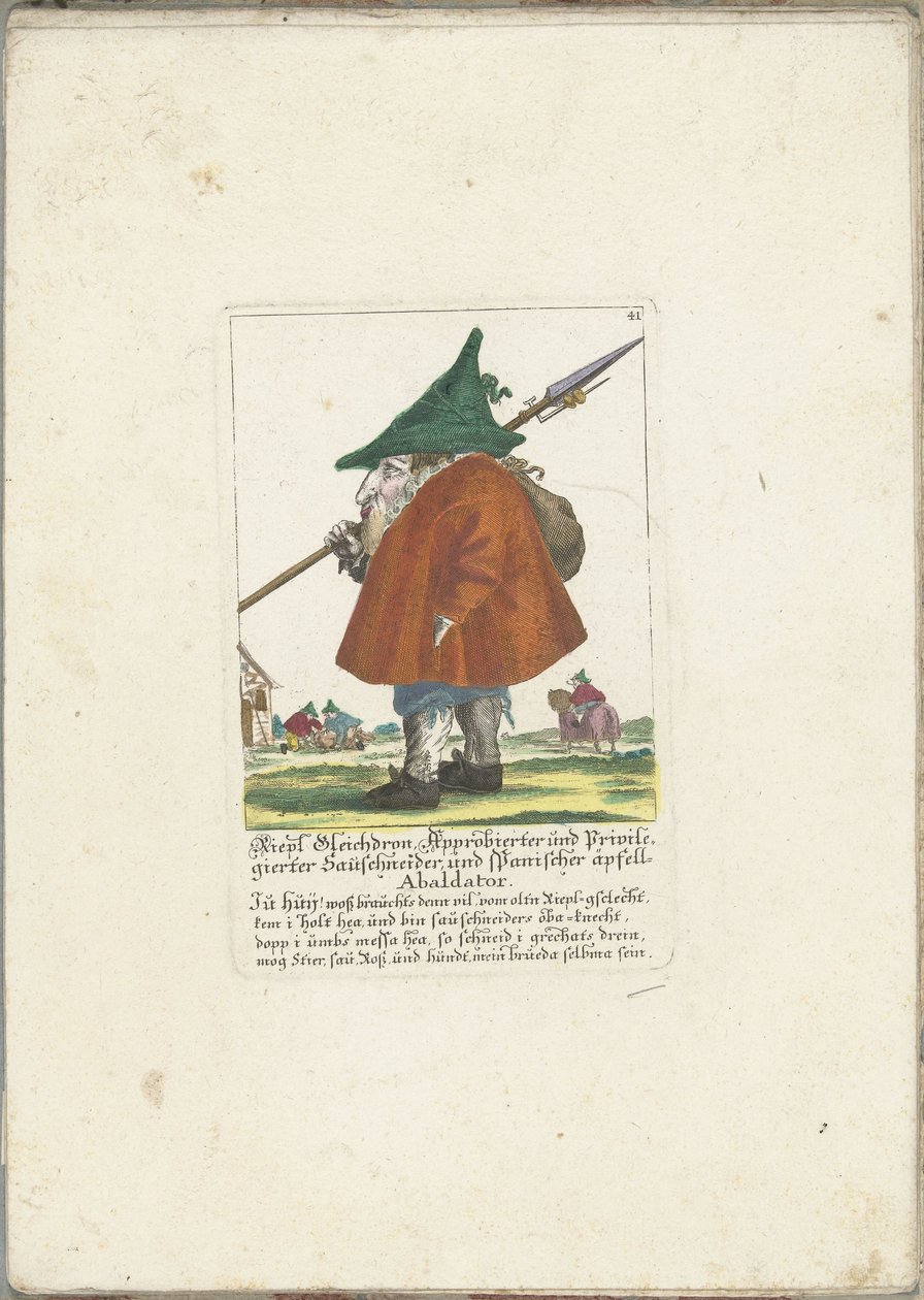 Dwerg Riepl Gleichdron ، حوالي 1710 Riepl Gleichdron ، قاطع السجق المرخص والمتميز ، و Abaldator Apple Abaldator (العنوان على الكائن) Il Callotto resurcitato أو خزانة صغيرة مفروشة حديثًا (عنوان السلسلة) بواسطة مارتن إنجلبرخت (منسوب إلى)