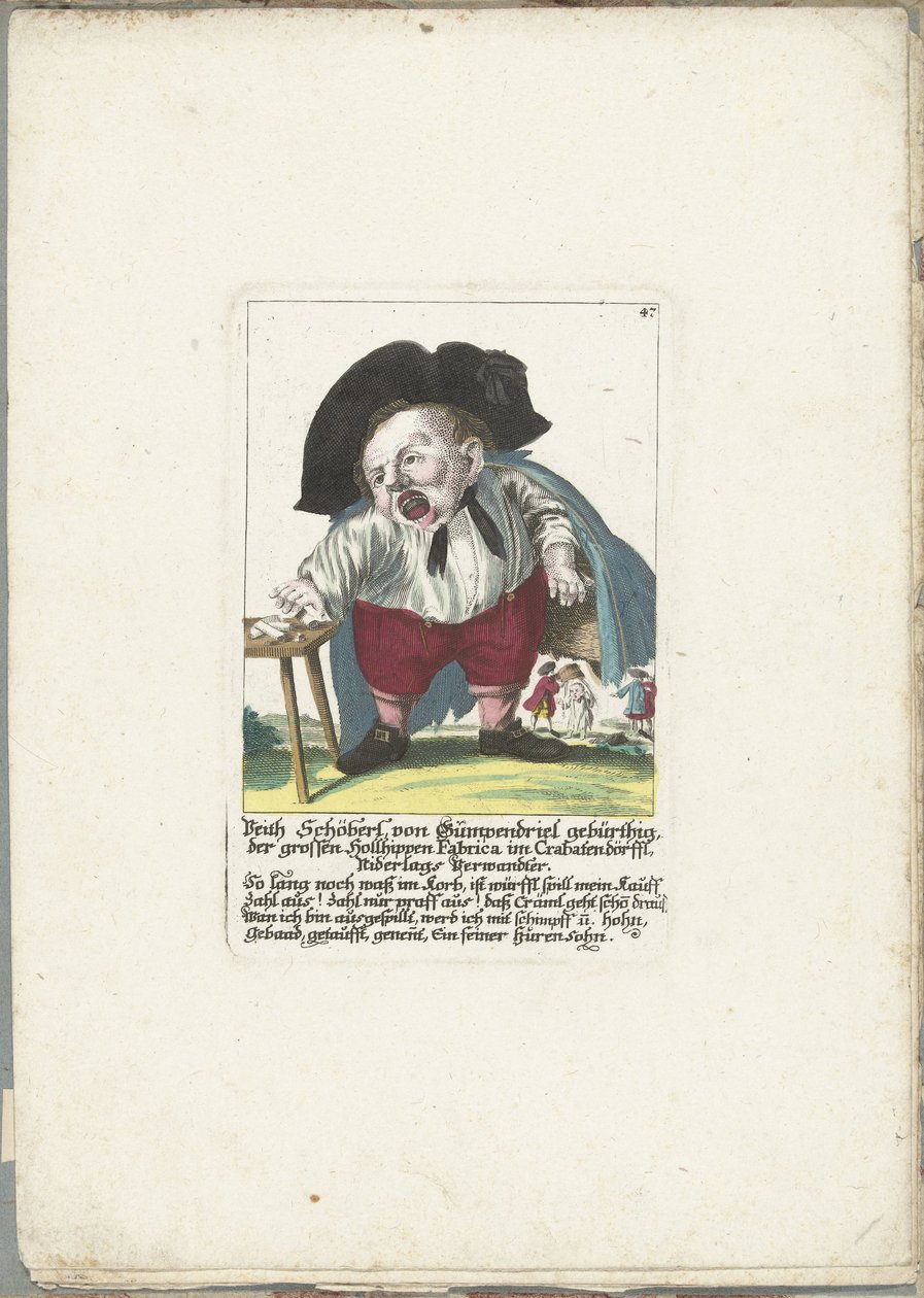 The Dwerg Veith Schöberl von Gümpendriel ، حوالي 1710 ولد Veith Schöberl von Gümpendriel ، كبير Hollhippen Fabrica في Crabatendörffl ، قريب Niderlag (العنوان على الكائن) Il Callotto resurcitato أو خزانة صغيرة مفروشة حديثًا (سلسلة ti بواسطة مارتن إنجلبرخت (منسوب إلى)